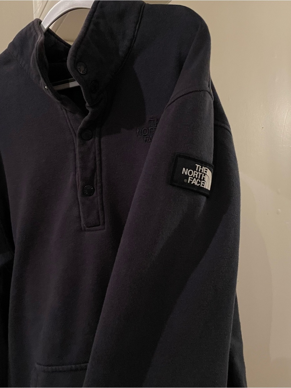 The North Face Black 1/4 Snap-Placket Pullover, Logo onβ Sleeve